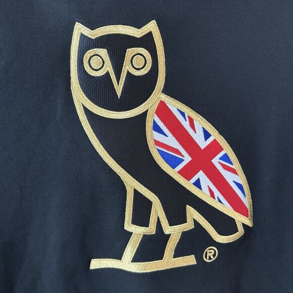 OVO UK Flag Union Jack London Exclusive OG Owl Hoodie embroidered Size Large - Picture 2 of 7